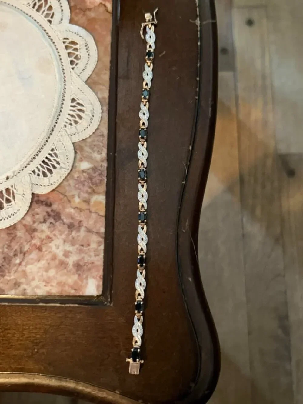 Lovely Sterling Silver Sapphire Tennis Bracelet